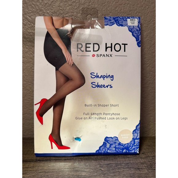 Red Hot by SPANX Shaping  Sheer Pantyhose Size 2 Barest Bare Nude Tan 20027R - Picture 2 of 4
